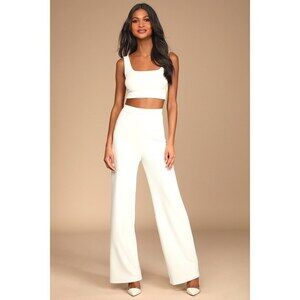 Lulus Only Tonight Ivory Two-piece Wide-leg Jumpsuit White - Size XS